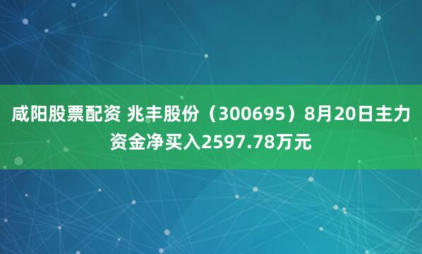 咸阳股票配资 兆丰股份（300695）8月20日主力资金净买入2597.78万元